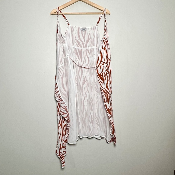 REVOLVE Rails Frida Sleeveless Midi Wrap Dress in Rust Zebra Sz M - Picture 4 of 8